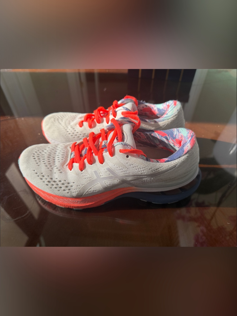 Asics White and Coral Women's Running Sneakers